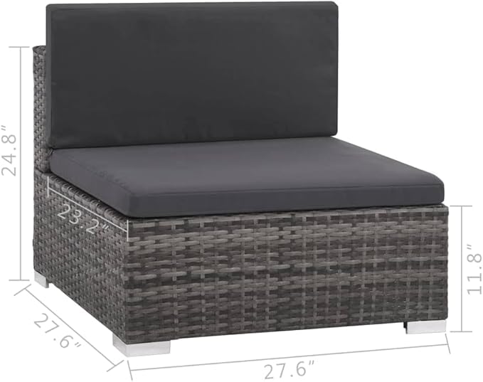 Patio Lounge Set with Cushions,Outdoor Tables and Chairs,Outdoor Furniture Sets,Patio Conversation Sets,for Garden,Deck,Backyard,8 Piece Poly Rattan Gray