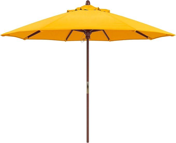 California Umbrella 9' Premium Commercial Hardwood Patio Umbrella, Manual Lift With Olefin Kiwi Fabric