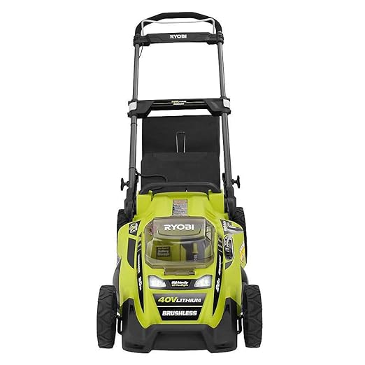 Ryobi RY40180 40V Brushless Lithium-Ion Cordless Electric Mower Kit, with 5.0Ah Battery, 19.88" x 40.748" x 22.677"