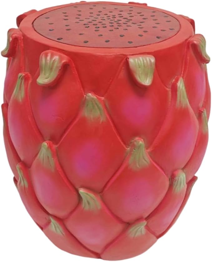 Garden Side Table, Outdoor Plant Stand,Tropical Art Deco Resin Decorative Furniture, 13.4 Inch Multi-Purpose Novelty Ornament for Patio Poolside Indoor Outdoor Home Garden Decor (Pitaya)