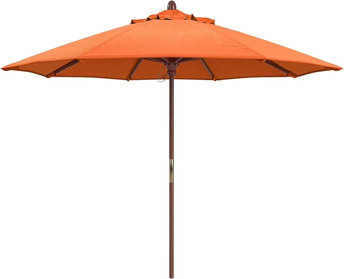 California Umbrella 9' Premium Commercial Hardwood Patio Umbrella, Manual Lift With Pacifica Tuscan Fabric