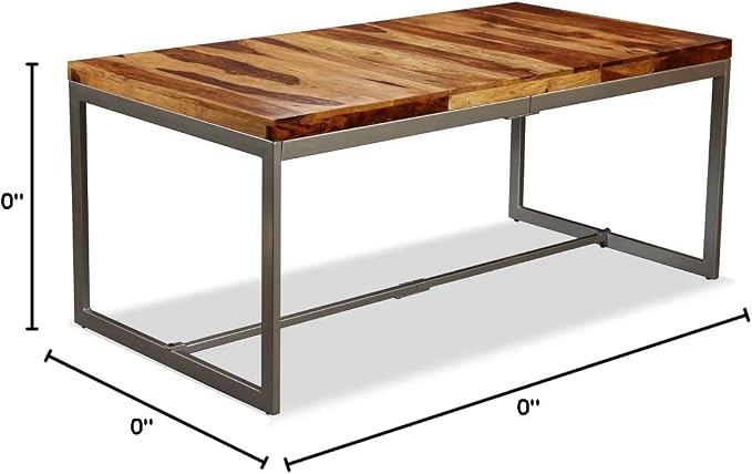 (Fast Shipments) Garden Table Outdoor Dining Table for Patio, Backyard, Balcony, Outdoor Indoor Furniture Dining Table Solid Sheesham Wood and Steel 70.9"