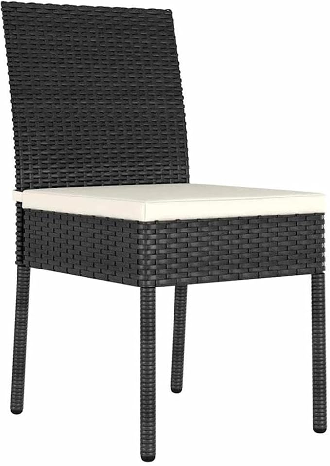 Afuera Living 7 Piece Poly Rattan Garden Dining Set, Black Finish, Powder-Coated Steel Frame, UV-Resistant, Removable Cushions, Modern Outdoor Patio Furniture for Garden or Backyard Dining