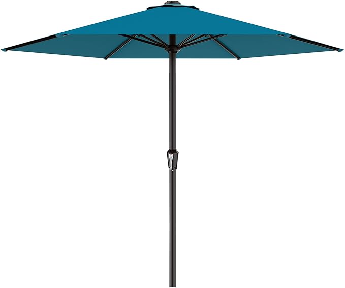 AreShark 11 FT Patio Umbrella for Outdoor, Outdoor Table Umbrella with Push Button Tilt and Crank, Outdoor Patio Umbrellas with 6 Sturdy Ribs, Patio Umbrellas for Market, Garden, Pool (Lake Blue)