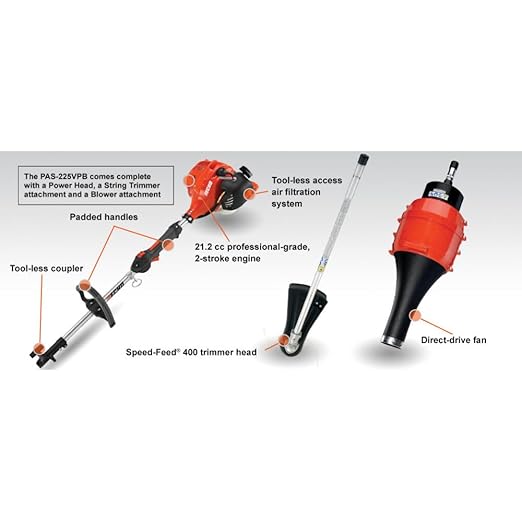 Echo 21.2 cc Gas 2-Stroke Attachment Capable Straight Shaft String Trimmer with Speed-Feed Head and 100 MPH Leaf Blower Kit PAS-225VPB