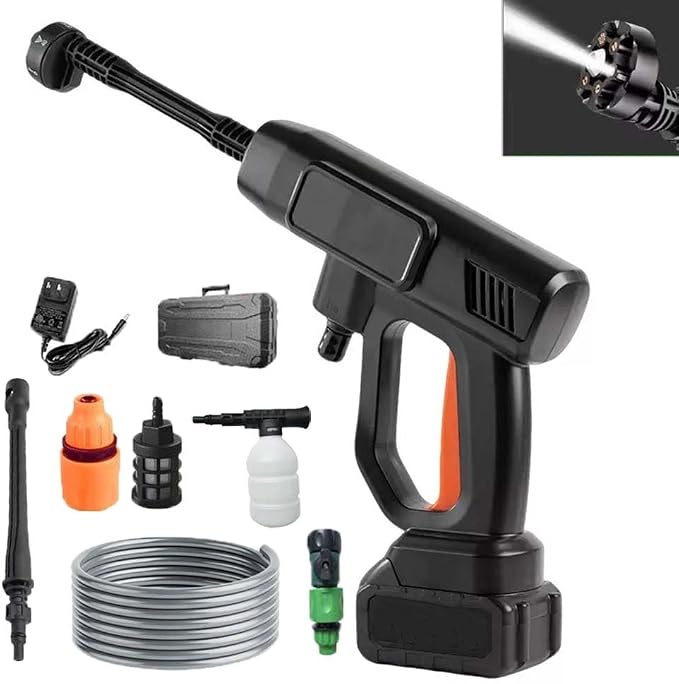 Cordless Pressure Washer,980 PSI Cordless Power Washer with 4.0Ah Battery&Charger & 6-in-1 Nozzle,Portable Power Washer Cordless for Home and Courtyards (Orange)