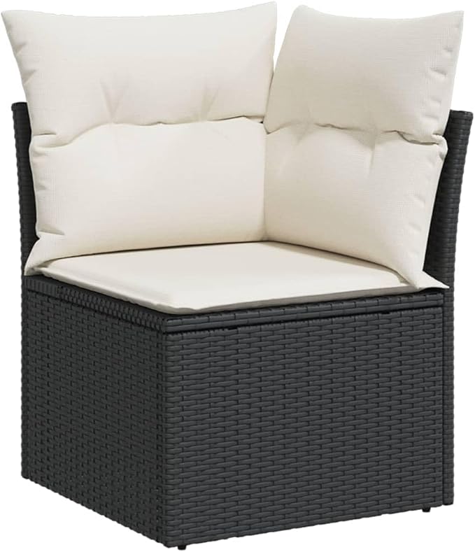 Garden Sofa Set Black and Cream White Patio Conversation Set Yard Furniture for Gardens Decks