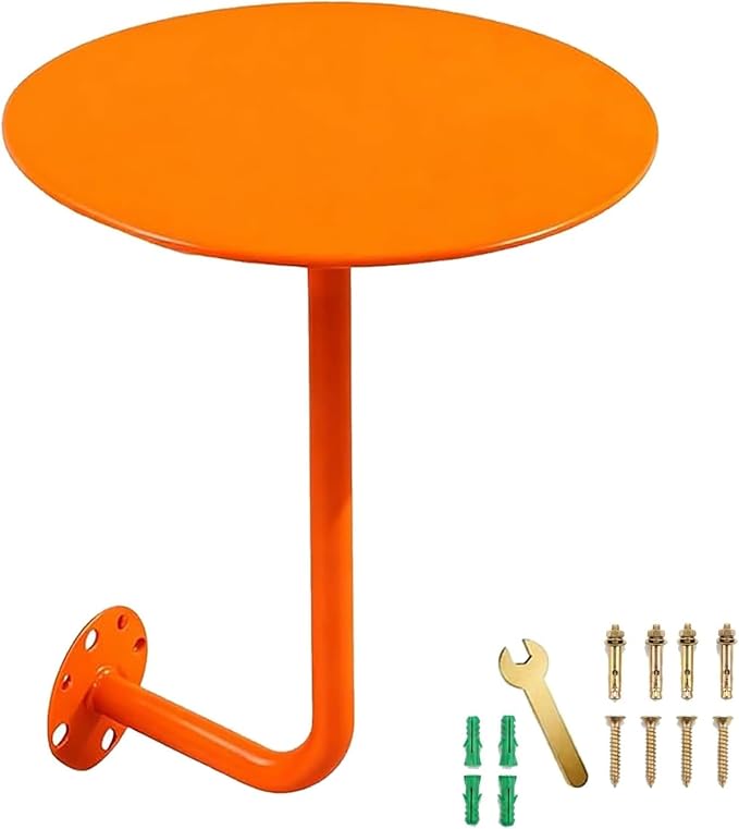 Wall Mounted Round Table, 12-20in Bar Table with L-Type Bracket, Floating Side Table for Indoor/Outdoor Use, 25kg Load Capacity