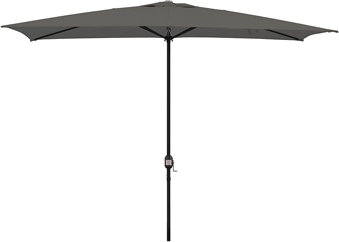 ABBLE Outdoor Patio Umbrella 10Ft x 6.5 Ft Rectangular with Crank, Weather Resistant, UV Protective Umbrella, Durable, 6 Sturdy Steel Ribs, Market Outdoor Table Umbrella, Dark Gray