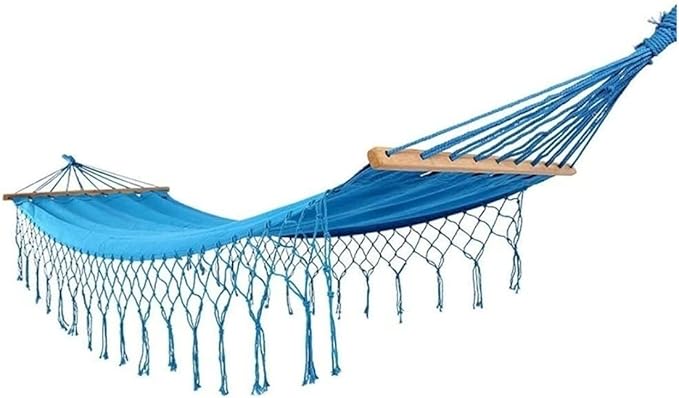 Camping Hammock Bed Recreation Canvas Fringed Hammock Lace Comfortable Foldable Hammock Swing Chair for Outdoor Beach Garden Backyard Hammock Swing