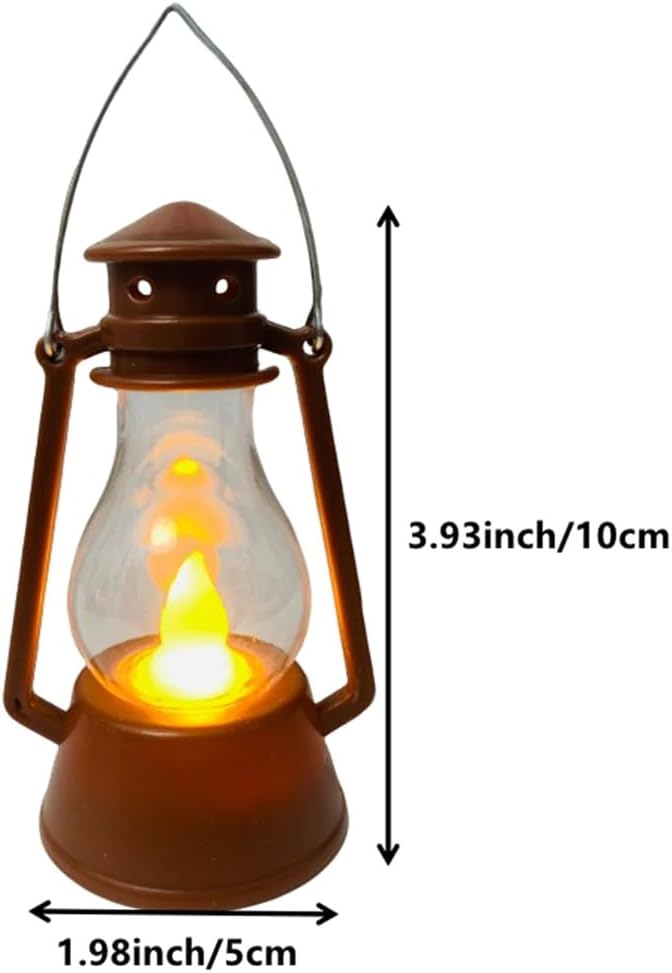12 Pack Mini Lantern for Little Cowboy Centerpieces Tables Ideas Western Party Favor Decorations Wedding Decor Camping with 4inch Flickering LED Candle, Vintage Table Toppers Decorative (Brown)
