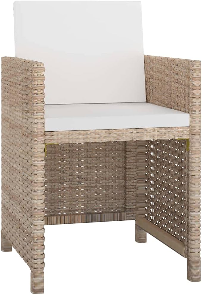 5 Piece Patio Dining Set with Cushions, Patio Conversation Set Outdoor Lounge Sets Front Porch Furniture Sectional Sofa for Exhibition Poolside Piazza Negotiation Area Poly Rattan Beige