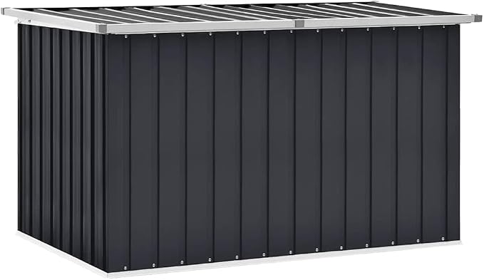 Large Outdoor Storage Box Anthracite 58.7x39x36.6 Inches, Heavy Duty Galvanized Steel Garden Chest for Patio Furniture Cushions, Toys, Tools, Weatherproof Deck Box with Hinged Lid, Easy Assembly
