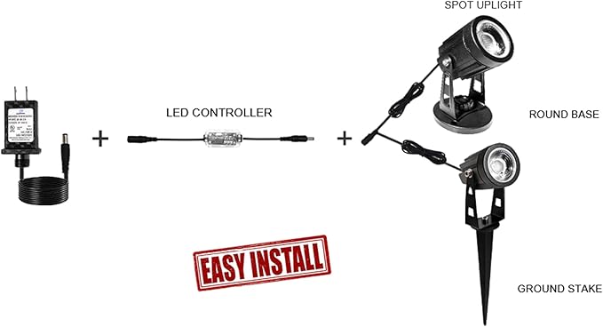 LED Spot Lights Indoor Dimmable Accent Lighting Uplights with Remote 2 in 1 7.5 ft Cord Adjustable Warm White Aluminum Finish Up Light for Plants Art Decor (Including Base and Stake)
