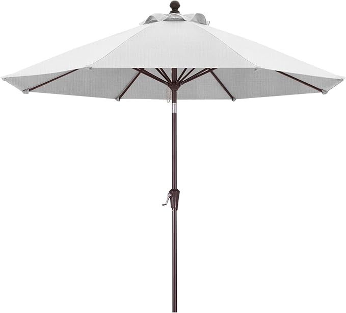 MASTERCANOPY Olefin 5-Year-Non-Fading 9ft Patio Umbrella with Tilt and Crank, Large UV Resistant Outdoor Table Umbrella with 8 Fiberglass Ribs for Deck, Yard & Market, White