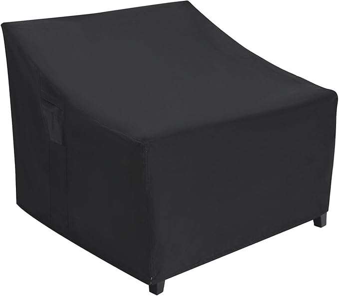 ABCCANOPY Patio Chair Cover Stackable Chair Cover Waterproof Outdoor Durable UV-Resistant Polyester Furniture Cover High Back Chair Single Sofa Cover 37x30x20 Inches Black