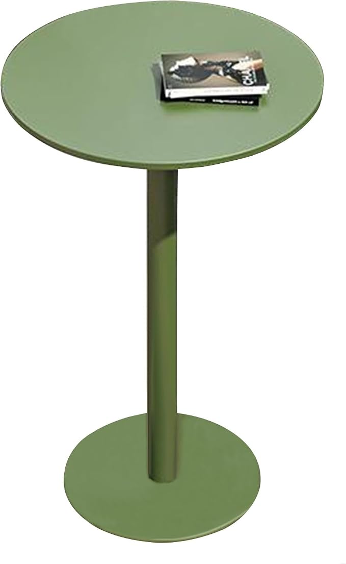 Height Adjustable Outdoor Bar Table - Green Metal Bistro Table for Patio, Garden, Pool, and Terrace - Space-Saving Round Dining Table (60x60x105cm)