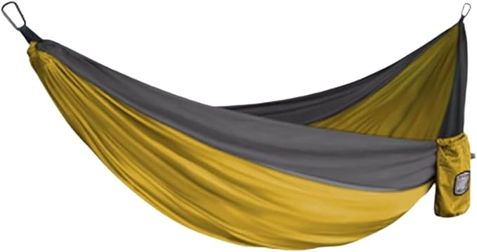 Nylon Hammock Outdoor Camping Travel Multi-Purpose Good Load-Bearing Portable Easy to Install Tree Hanging Hammock(Yellow-Gray)