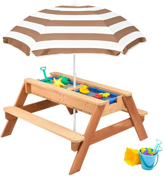 Water Table Umbrella,Kids Beach Umbrella & Picnic Table Shade,Ideal for Sand Play,Camping,Beach Trips,and Garden Fun.Lightweight Yet Durable
