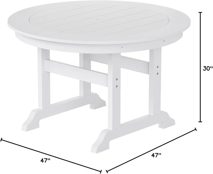 HDPE Laguna 47" Round Dining Table,White