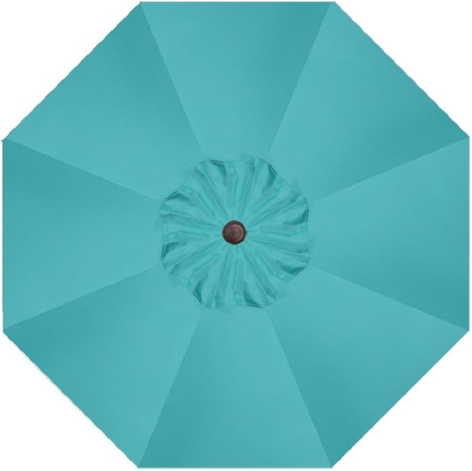 Treasure Garden Deluxe Crank-Tilt 9-FT Octagon Market Umbrella - Outdoor Patio, Deck, Pool, Backyard Stand Alone Umbrella - Heavy Duty w/Bronze Frame & Obravia Fabric (Aqua)