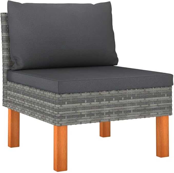 Patio Lounge Set,Patio Furniture Sets,Patio Conversation Sets,Outdoor Furniture Sets,for Garden,Backyard,Outdoor,7 Piece Poly Rattan and Eucalyptus Wood Gray
