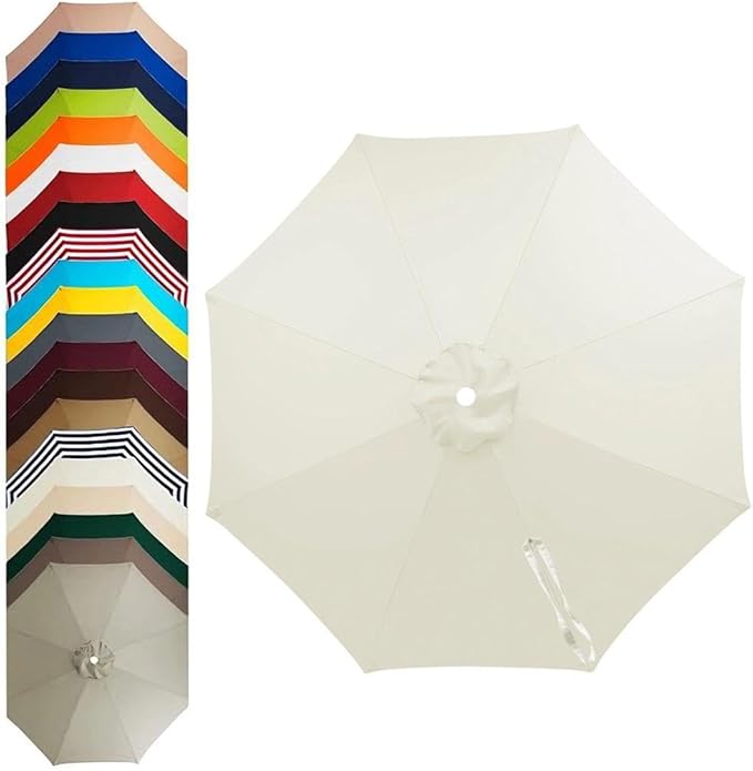 11ft – 8 Ribs Patio Umbrella Replacement Canopy,Waterproof UV-Resistant Outdoor Round Umbrella Top Cover for Outdoor Garden Deck Backyard