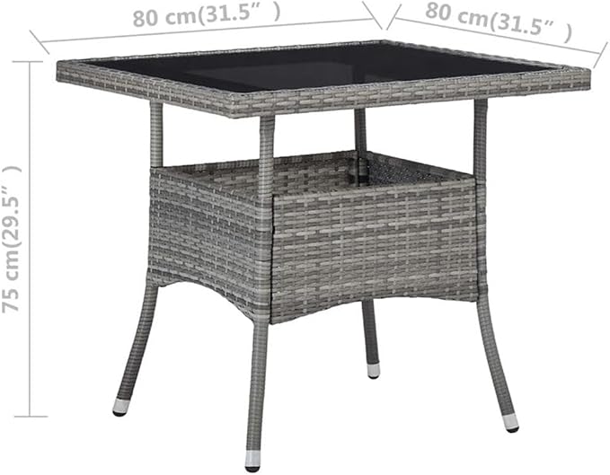 Afuera Living 3-Piece Poly Rattan Patio Dining Set, Gray and Brown, Acacia Wood Table, Weather-Resistant Steel Frame, Cushioned Seats, Modern Style for Outdoor Garden, Balcony, or Terrace Dining