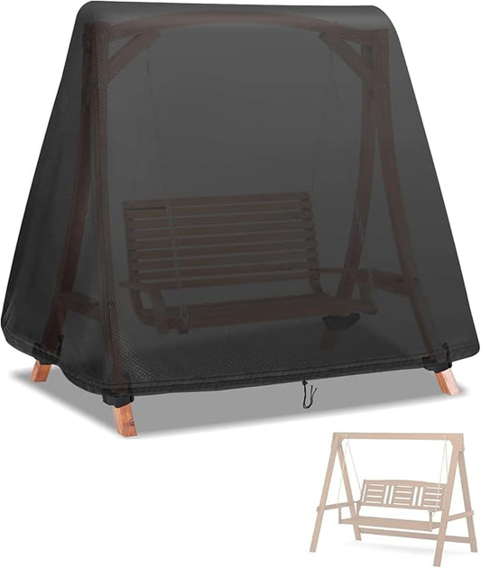 Outdoor Swing Cover,Waterproof Porch Swing Cover,Patio A-Frame Swing Protector for Glider Hammock,Windproof and Sun Protect with Drawstring and Buckles (83" Lx49 Wx66 H)