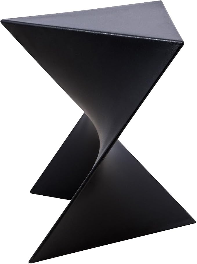 LeisureMod 15.75" Triangular Side Table, Stackable Plastic Accent End Table for Indoor & Outdoor Use, Weather-Resistant Modern Patio & Living Room Table, Set of 4, Black