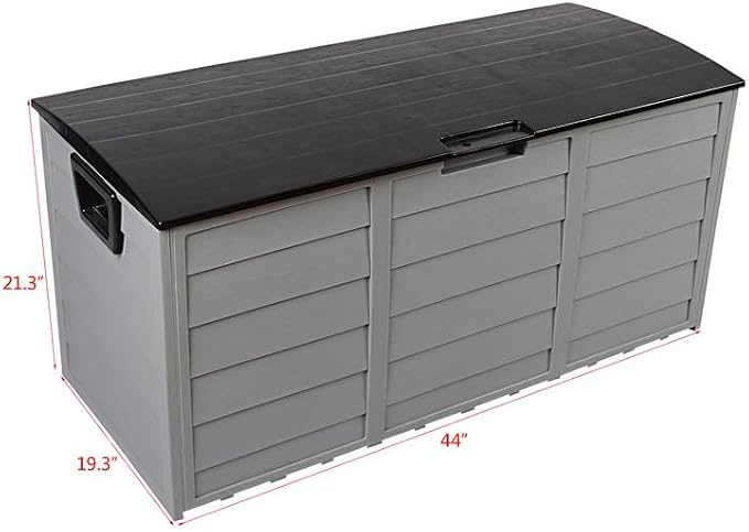 NOLLAM 75 Gallon Deck Box Outdoor Storage Box, Water Resistant Package Outside Deck Boxes Storage Box w/Lid & Side Handles & Wheels, Porch Furniture for Patio, Pool Accessories, Garden Tools, Black