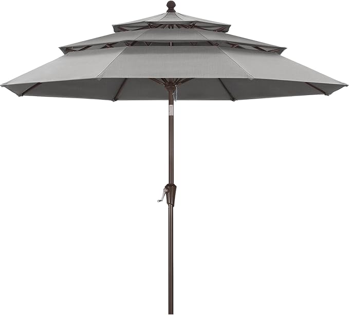 ABCCANOPY 5-Year 10-Year No Fading 9FT 3 Tiers Patio Umbrella, Outdoor Table Umbrella with 8 Sturdy Ribs for Deck, Backyard, Garden, Yard