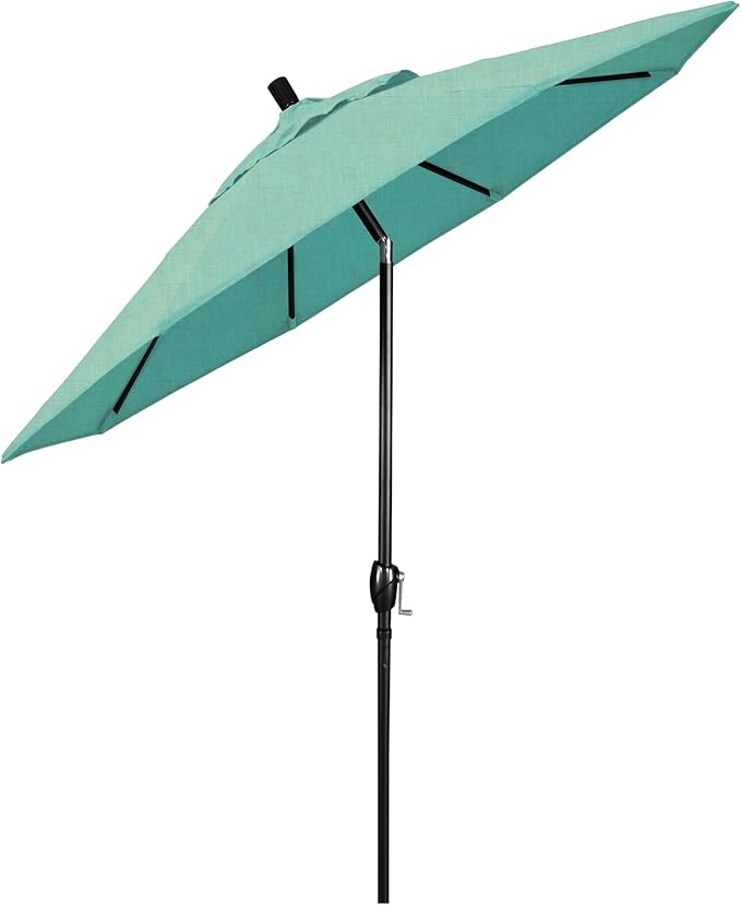 California Umbrella 9' Round Aluminum Market Umbrella, Crank Lift, Auto Tilt, Bronze Pole