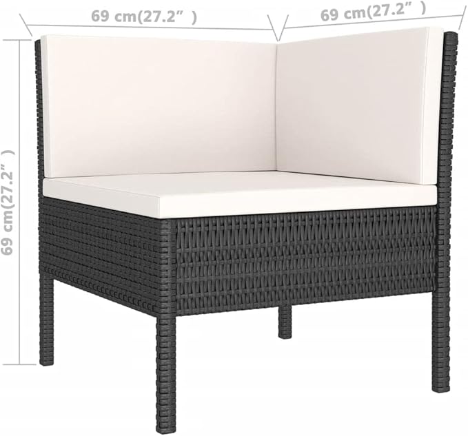 Patio Lounge Set with Cushions,Patio Furniture Sets,Patio Conversation Sets,Outdoor Furniture Sets,for Garden,Backyard,Outdoor,6 Piece Poly Rattan Black