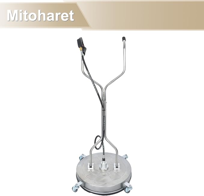 24 Inch Pressure Washer Surface Cleaner for Surface Cleaning on Floors Patios Courtyards with Handle and Four Casters
