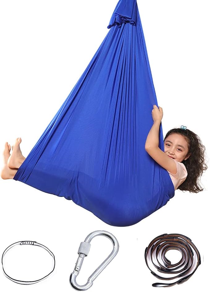 Indoor Outdoor Hammock Swing Chair, Chinlon Material, with Hook and Ropes, Royal Blue, for Porch Tree Courtyard Camping