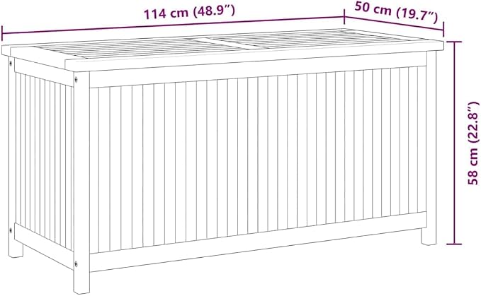 Patio Box Solid Wood Teak Storage Chest 44.9"x19.7"x22.8" Weather Resistant Deck Container with Lid and PE Bag for Outdoor Garden Backyard Porch
