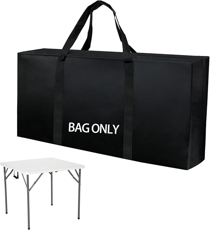 Folding Card Table Storage Bag, Large 35" L x 18" H x 4" W Waterproof Bag for Square 34" Folding Table 600D Heavy Duty Foldable Table Carry Bag, Black