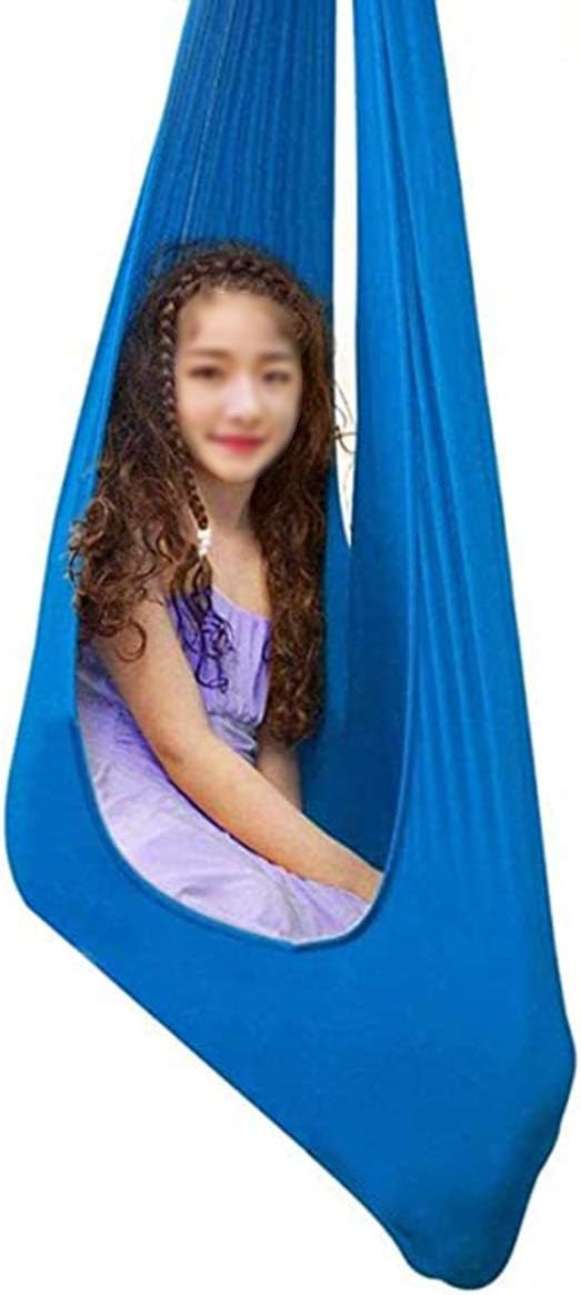 Indoor Therapy Yoga Hammock Kid Sensory Cuddle Swing Steady Hanging Seat Chair with Special Needs for Autism ADHD Aspergers (Color : Blue, Size : 150 x 280 cm)