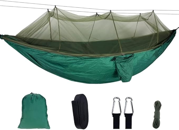 Swing Set Camping Hammock with Net, Lightweight Parachute, Outdoor Nylon Net Hammock Camping Swing Seat (Color : Camouflage)