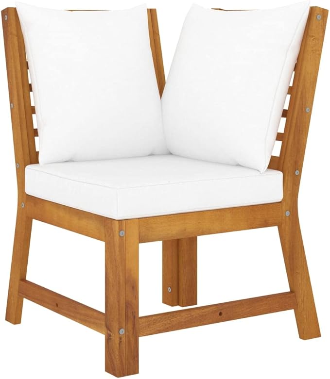 Backyard Furniture Patio Conversation Sets Outdoor Seating 5 Piece Patio Lounge Set with Cushion Cream Solid Acacia Wood Suitable for Swimming Pool, Courtyard, Garden