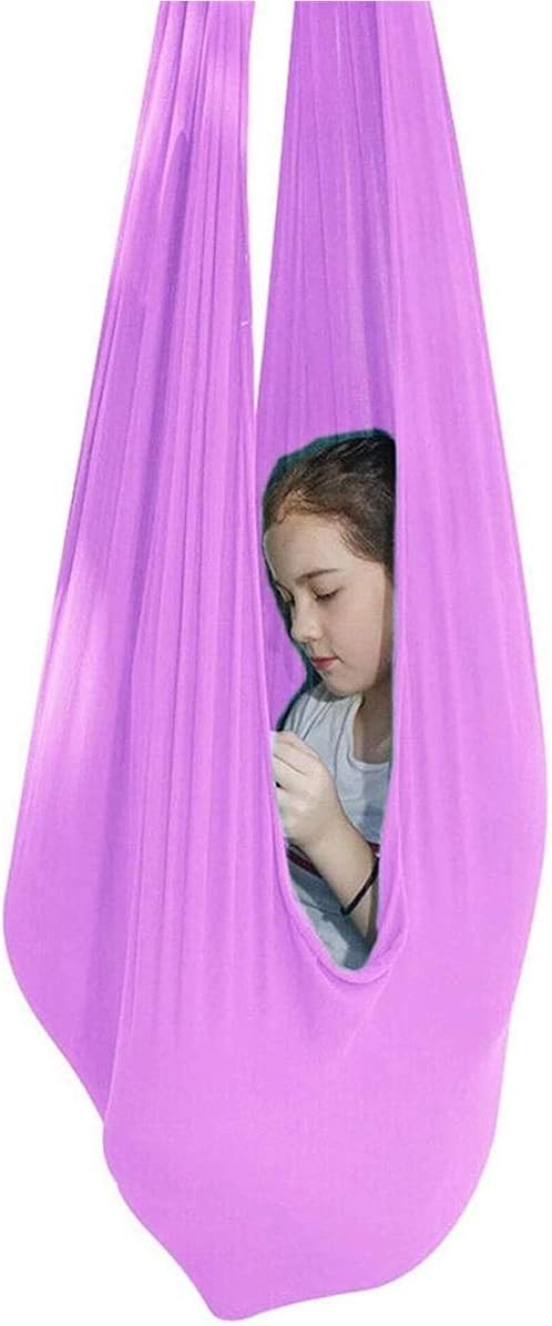 Hanging Therapy Swing Sensory Swing for Children Kids/Adult with Special Needs, Autism, ADHD Yoga Flying Hammock Indoor & Outdoor (Color : Pink, Size : 100 x 280 cm)