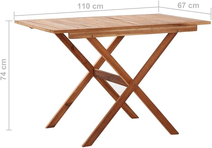 Patio Table & Pool Side Table Brown Solid Acacia Wood Outdoor Table Picnic Table for Deck Porch Balcony 43.3 x 26.4 x 29.1 in