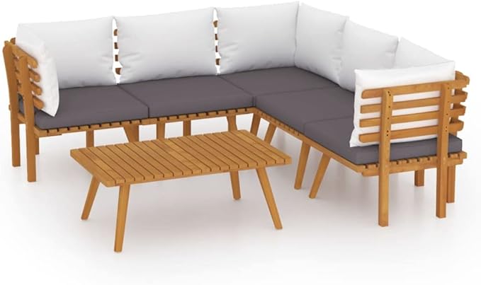 Patio Lounge Set with Cushions,Patio Furniture Sets,Patio Conversation Sets,Outdoor Furniture Sets,for Garden,Backyard,Outdoor,6 Piece Solid Acacia Wood