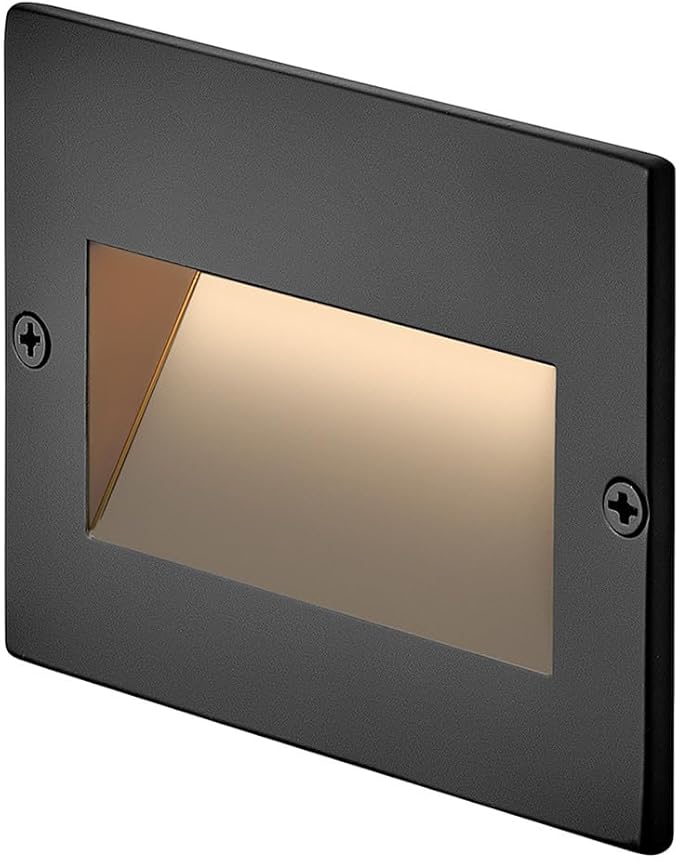 Hinkley Taper 12V Horizontal Step Light, Wet Rated, Stainless Steel Construction, Recessed Mount, Etched Lens, ADA, Matte Black Stainless Finish