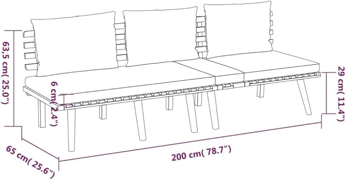 Patio Lounge Set with Cushions,Patio Furniture Sets,Patio Conversation Sets,Outdoor Furniture Sets,for Garden,Backyard,Outdoor,3 Piece Solid Acacia Wood