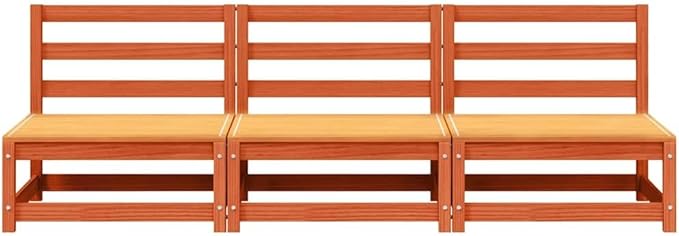 27.6" Modular Outdoor Sofa, Patio Sectional Armless Couch in Waxed Solid Pine Wood, Small Space Balcony Furniture Set for Garden, Terrace or Backyard