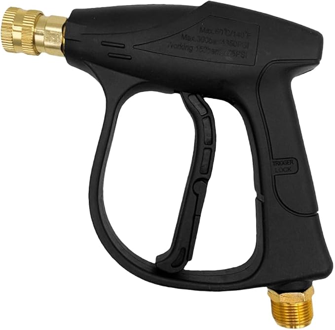 Car High Pressure Washer Gun, 4350 PSI Vehicle Cleaning Power Washer Short Gun with 1/4" Outlet Quick Connect, M22-14 Thread Automotive Washing Sprayer Tool, Universal for Vehicles