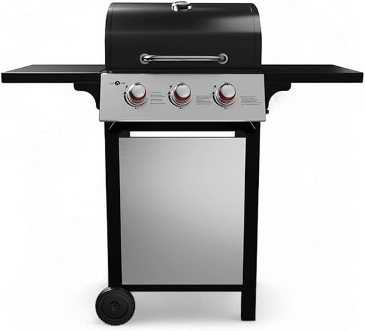 GasOne GP-1030S One 3 Burner Stainless Steel– Outdoor Cabinet Style with Wheels-High-Temperature Paint Coating Gas BBQ Grill – Elegant and Luxurious Design, Black