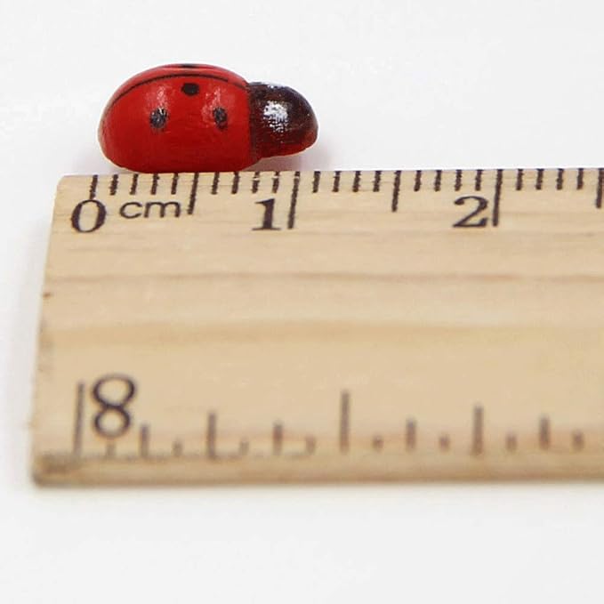 Shindel 100-Pack Wooden Ladybug Stickers, Self-Adhesive Realistic 3D Decor for DIY Crafts, Scrapbooks, Home Garden & Party Decoration